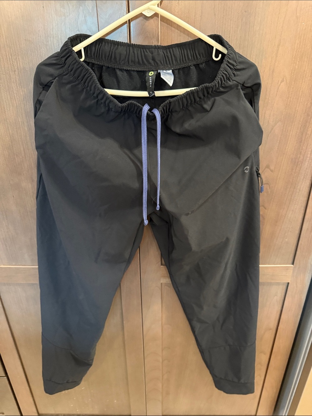 Men's Black Jogger Sweatpants with Blue Drawcord - Unbranded